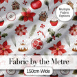 Poinsettia Flower Pomegranate Holiday Treats Seamless Pattern Digital Print Fabric by the Metre UK Sewing Quilting Textile