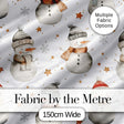 Cute Winter Snowman with Scarf Hat Stars Seamless Pattern Digital Print Fabric by the Metre UK Sewing Quilting Textile