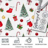 Christmas Tree Gifts Candy Cane Stockings Seamless Pattern Digital Print Fabric by the Metre UK Sewing Quilting Textile