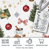 Festive Winter Tree Baubles Ribbon Cocoa Mug Seamless Pattern Digital Print Fabric by the Metre UK Sewing Quilting Textile
