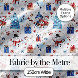 Cute Snowman Family Gifts Candy Christmas Seamless Pattern Digital Print Fabric by the Metre UK Sewing Quilting Textile