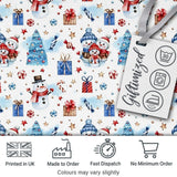 Cute Snowman Family Gifts Candy Christmas Seamless Pattern Digital Print Fabric by the Metre UK Sewing Quilting Textile