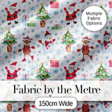 Santa Reindeer Snowman Christmas Tree Gifts Seamless Pattern Digital Print Fabric by the Metre UK Sewing Quilting Textile