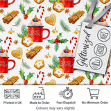 Christmas Mug Cookies Candy Cane Cinnamon Seamless Pattern Digital Print Fabric by the Metre UK Sewing Quilting Textile