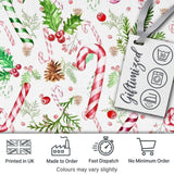 Watercolor Candy Cane Holly Berry Pinecone Christmas Seamless Pattern Digital Print Fabric by the Metre UK Sewing Quilting Textile