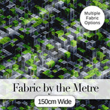 Green Glass Cube Abstract Futuristic Seamless Pattern Digital Print Fabric by the Metre UK Sewing Quilting Textile