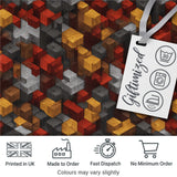 Red Gold Grey 3D Block Abstract Seamless Pattern Digital Print Fabric by the Metre UK Sewing Quilting Textile