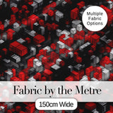 Red Grey Black 3D Cube Abstract Seamless Pattern Digital Print Fabric by the Metre UK Sewing Quilting Textile