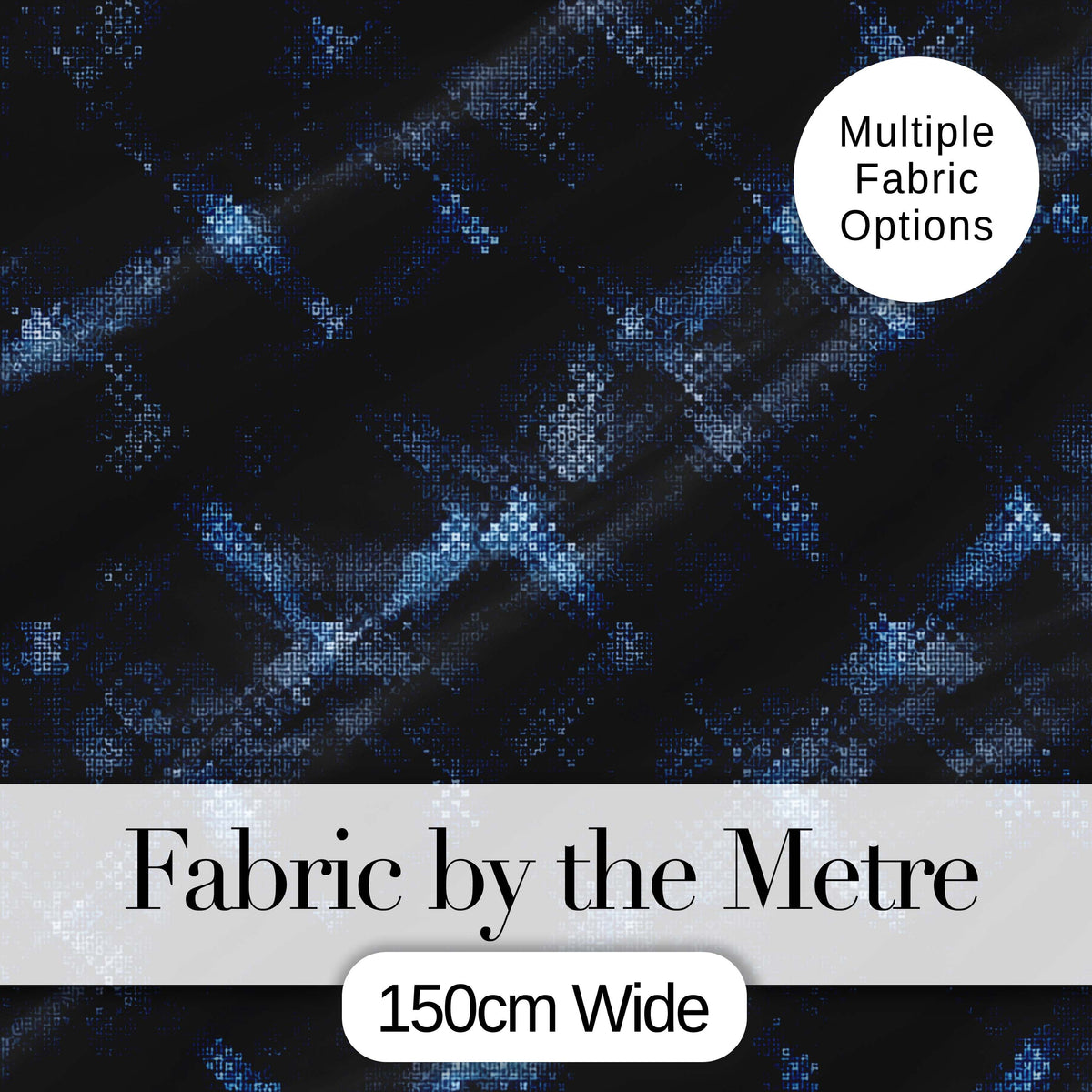 Dark Blue Pixel Texture Abstract Seamless Pattern Digital Print Fabric by the Metre UK Sewing Quilting Textile