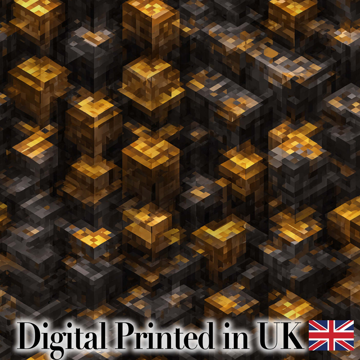 Golden Brown 3D Cube Block Abstract Seamless Pattern Digital Print Fabric by the Metre UK Sewing Quilting Textile