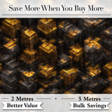 Golden Brown 3D Cube Block Abstract Seamless Pattern Digital Print Fabric by the Metre UK Sewing Quilting Textile