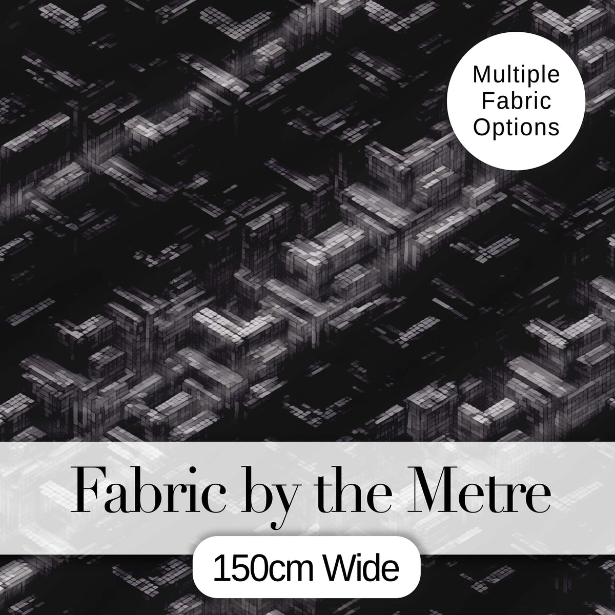 Grey Industrial Cube Texture Abstract Seamless Pattern Digital Print Fabric by the Metre UK Sewing Quilting Textile