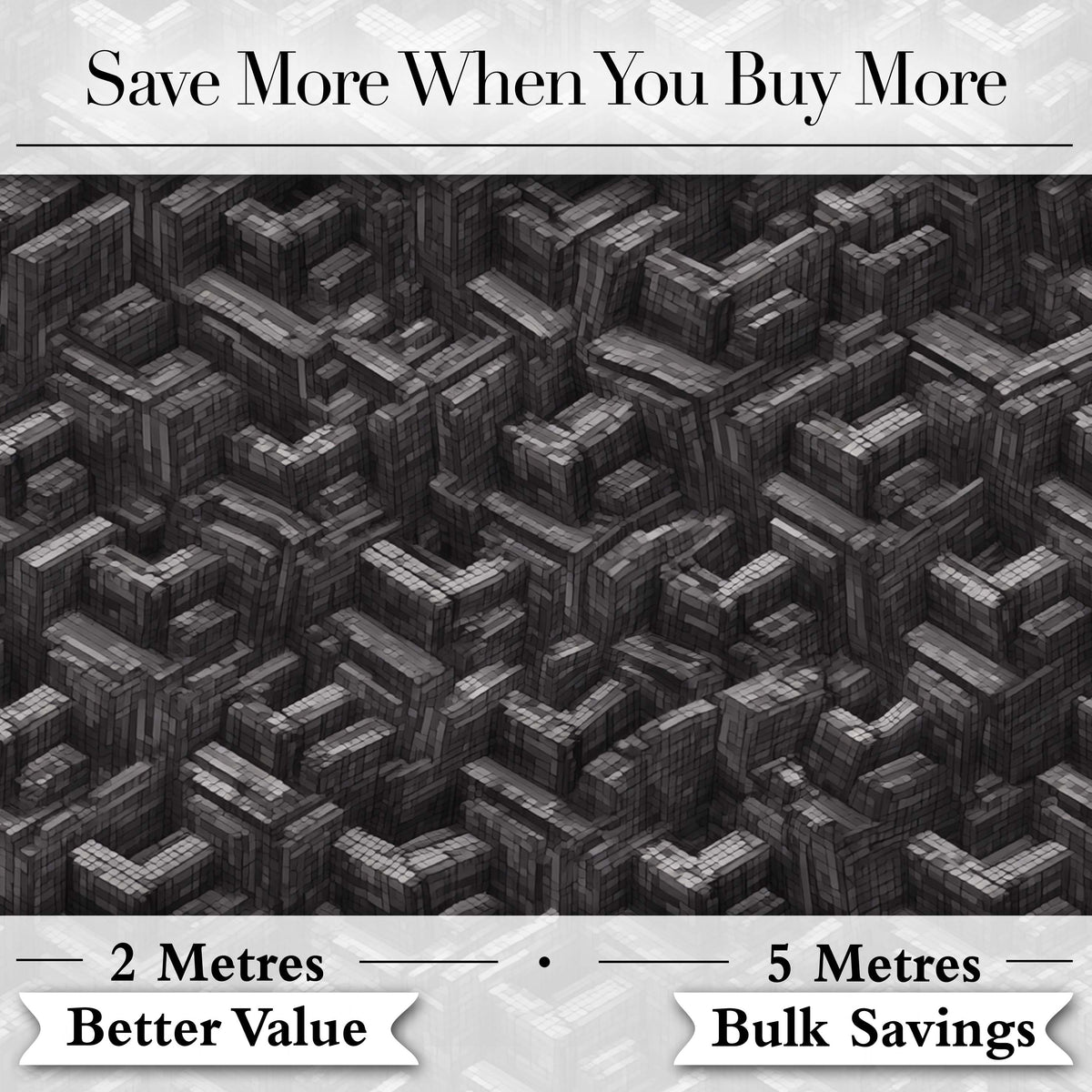 Grey Industrial Cube Texture Abstract Seamless Pattern Digital Print Fabric by the Metre UK Sewing Quilting Textile