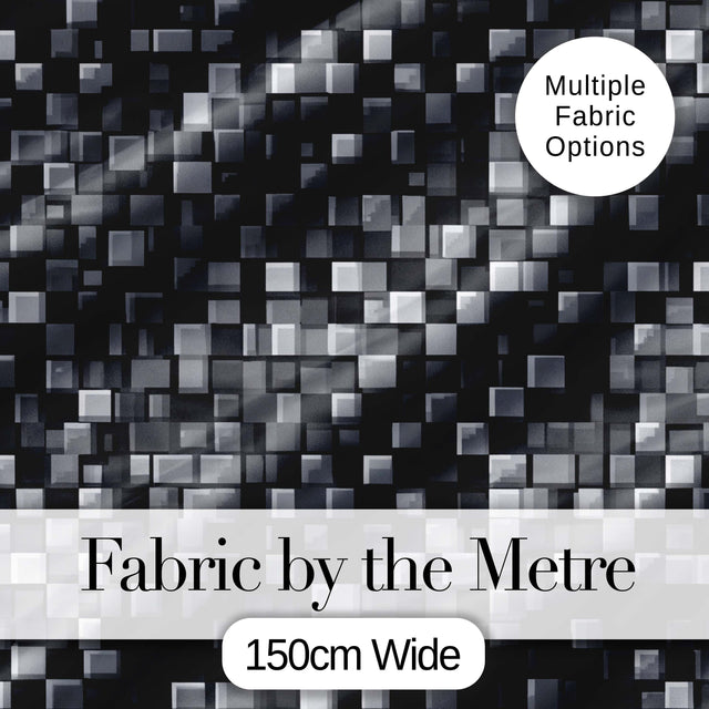 Monochrome Grey Pixel Block Abstract Seamless Pattern Digital Print Fabric by the Metre UK Sewing Quilting Textile