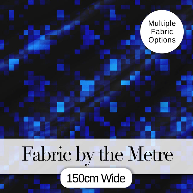 Dark Blue Pixel Texture Abstract Seamless Pattern Digital Print Fabric by the Metre UK Sewing Quilting Textile