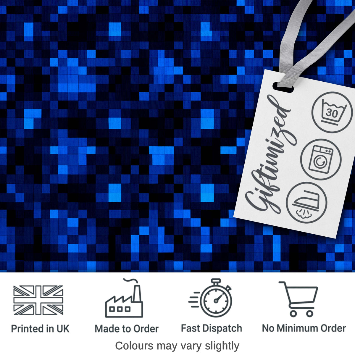 Dark Blue Pixel Texture Abstract Seamless Pattern Digital Print Fabric by the Metre UK Sewing Quilting Textile