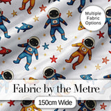 Cute Cartoon Astronaut Space Kids Seamless Pattern Digital Print Fabric by the Metre UK Sewing Quilting Textile