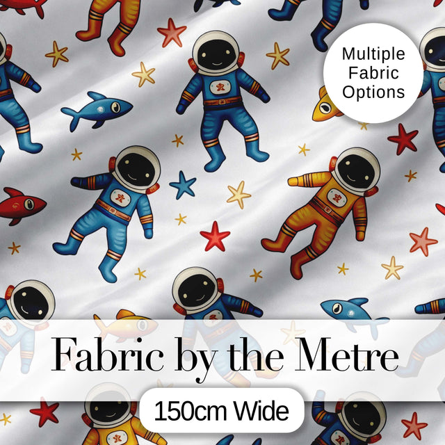 Cute Cartoon Astronaut Space Kids Seamless Pattern Digital Print Fabric by the Metre UK Sewing Quilting Textile