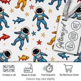 Cute Cartoon Astronaut Space Kids Seamless Pattern Digital Print Fabric by the Metre UK Sewing Quilting Textile