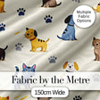 Cute Dogs and Cats with Paw Prints Playful Pet Seamless Pattern Digital Print Fabric by the Metre UK Sewing Quilting Textile