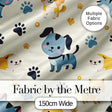 Cute Cartoon Puppies and Paw Prints Kawaii Style Seamless Pattern Digital Print Fabric by the Metre UK Sewing Quilting Textile