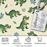 Cute Cartoon Crocodiles Jungle Leaves Playful Animal Seamless Pattern Digital Print Fabric by the Metre UK Sewing Quilting Textile