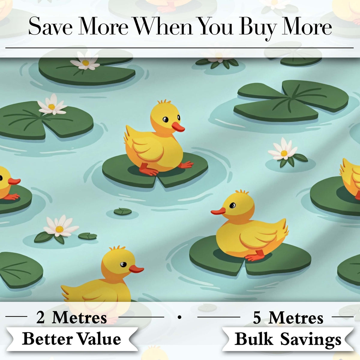 Cute Ducks on Lily Pads Pond Nature Seamless Pattern Digital Print Fabric by the Metre UK Sewing Quilting Textile