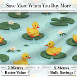 Cute Ducks on Lily Pads Pond Nature Seamless Pattern Digital Print Fabric by the Metre UK Sewing Quilting Textile