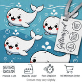 Cute Baby Whales Ocean Waves Bubbles Marine Seamless Pattern Digital Print Fabric by the Metre UK Sewing Quilting Textile