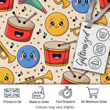 Cute Musical Instruments Notes Cartoon Fun Seamless Pattern Digital Print Fabric by the Metre UK Sewing Quilting Textile