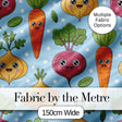 Cute Happy Vegetables Carrots Beetroot Onion Garden Seamless Pattern Digital Print Fabric by the Metre UK Sewing Quilting Textile