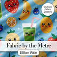 Cute Kawaii Fruits Smoothie Banana Strawberry Pineapple Seamless Pattern Digital Print Fabric by the Metre UK Sewing Quilting Textile