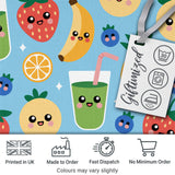 Cute Kawaii Fruits Smoothie Banana Strawberry Pineapple Seamless Pattern Digital Print Fabric by the Metre UK Sewing Quilting Textile