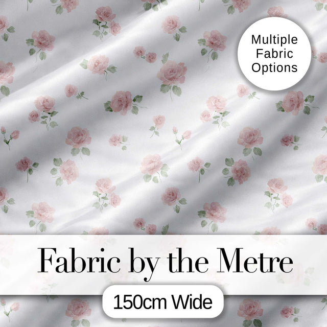 Soft Pink Watercolor Roses Floral Elegant Seamless Pattern Digital Print Fabric by the Metre UK Sewing Quilting Textile