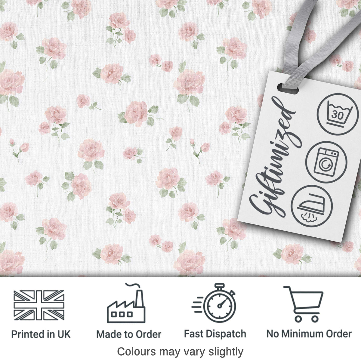 Soft Pink Watercolor Roses Floral Elegant Seamless Pattern Digital Print Fabric by the Metre UK Sewing Quilting Textile