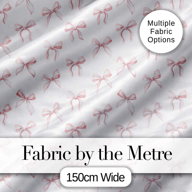 Soft Pink Watercolor Bows Minimal Elegant Seamless Pattern Digital Print Fabric by the Metre UK Sewing Quilting Textile