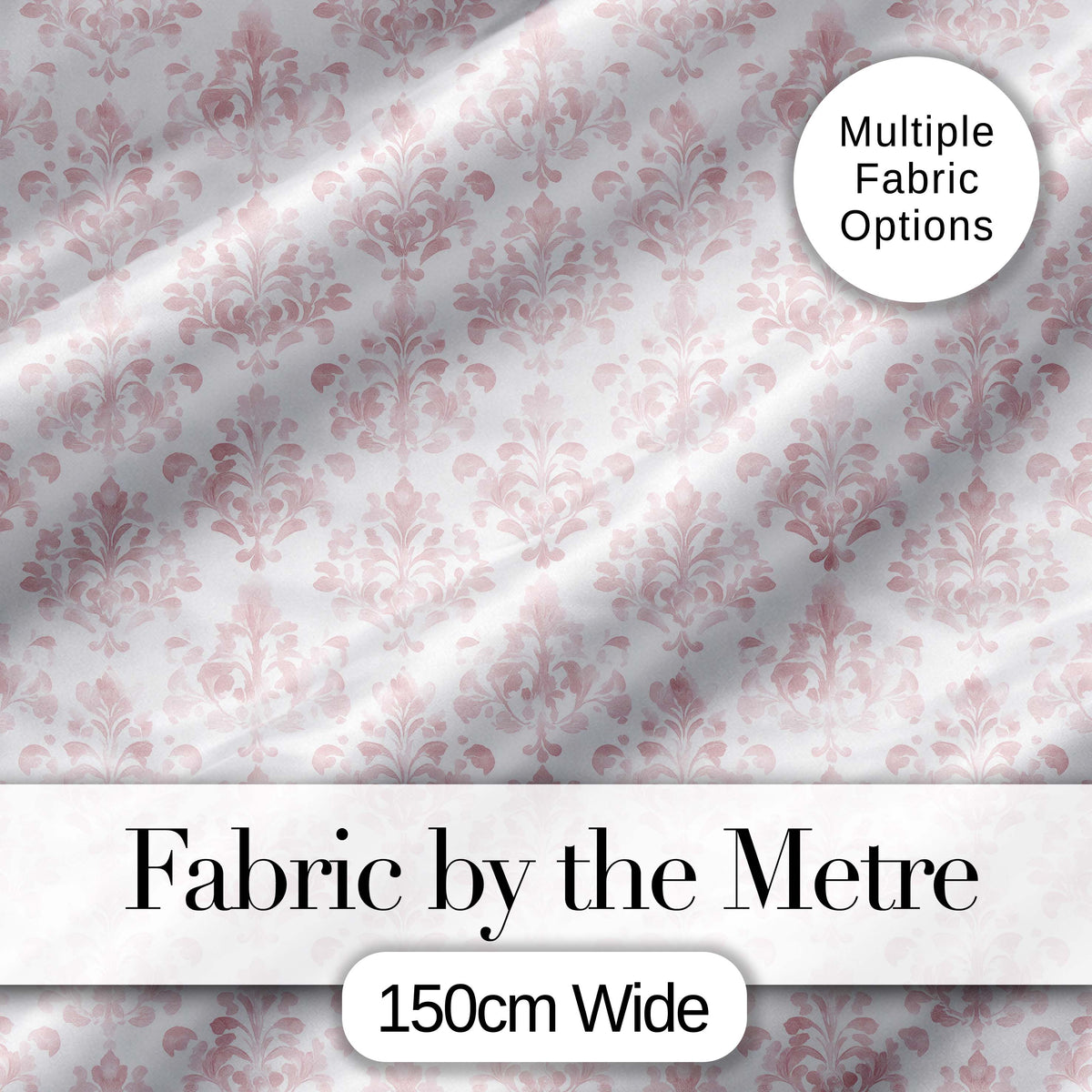 Soft Pink Damask Ornamental Classic Vintage Seamless Pattern Digital Print Fabric by the Metre UK Sewing Quilting Textile