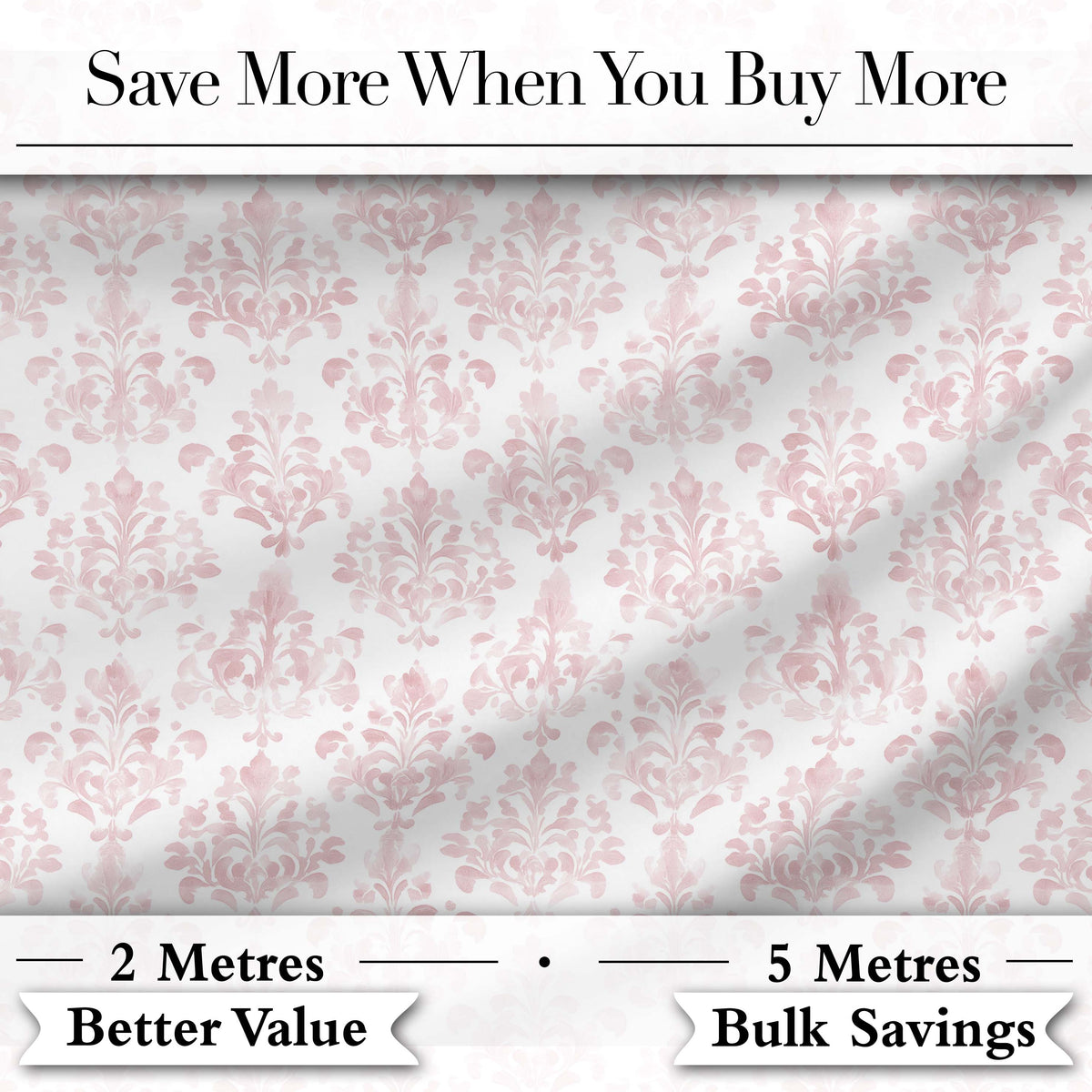 Soft Pink Damask Ornamental Classic Vintage Seamless Pattern Digital Print Fabric by the Metre UK Sewing Quilting Textile