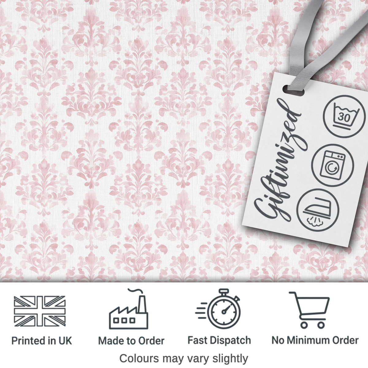 Soft Pink Damask Ornamental Classic Vintage Seamless Pattern Digital Print Fabric by the Metre UK Sewing Quilting Textile