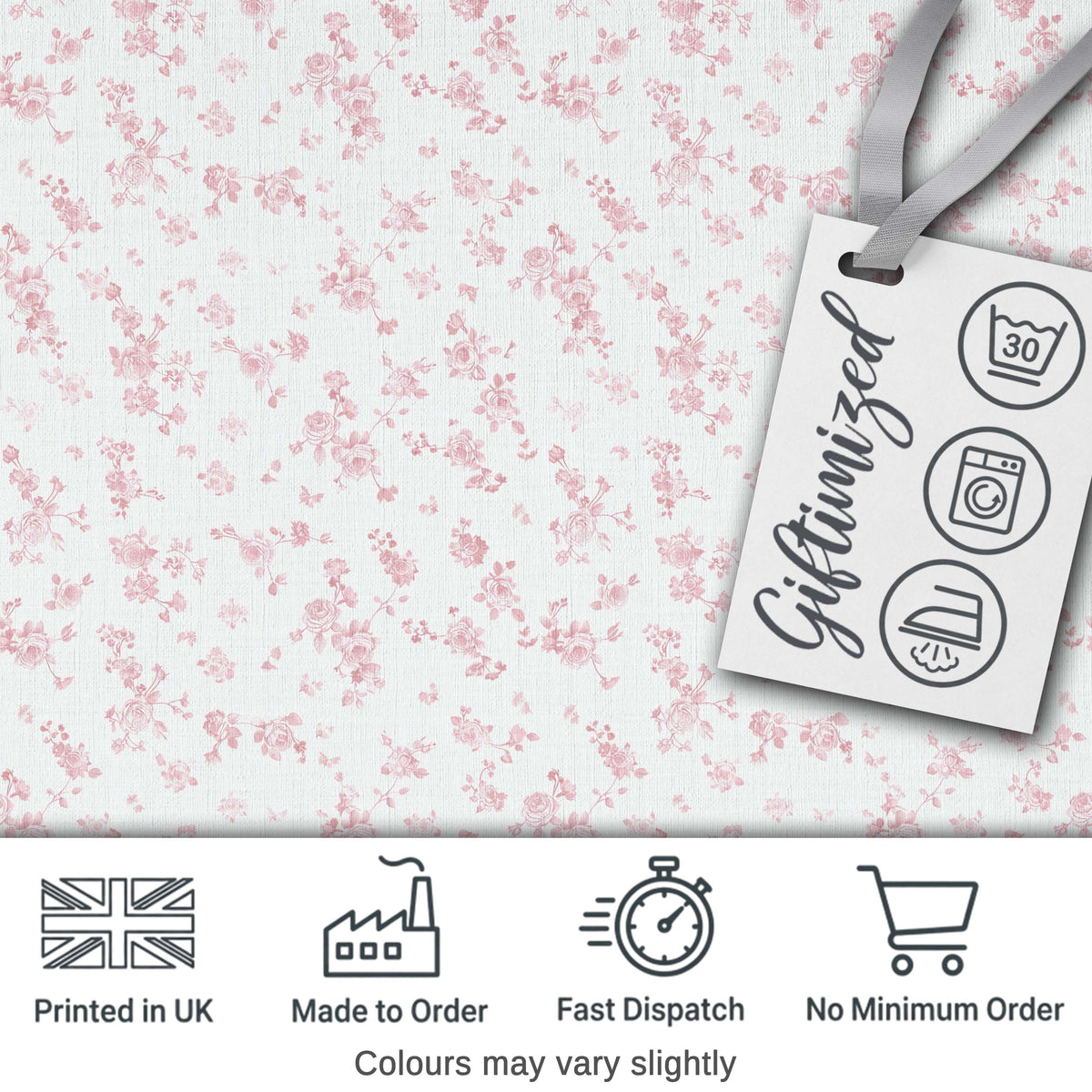 Soft Pink Tiny Floral Sprigs Vintage Ditsy Seamless Pattern Digital Print Fabric by the Metre UK Sewing Quilting Textile