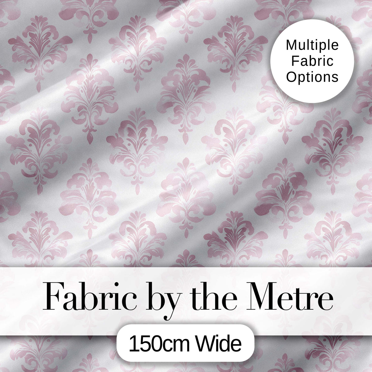 Soft Pink Large Damask Classic Elegant Vintage Seamless Pattern Digital Print Fabric by the Metre UK Sewing Quilting Textile