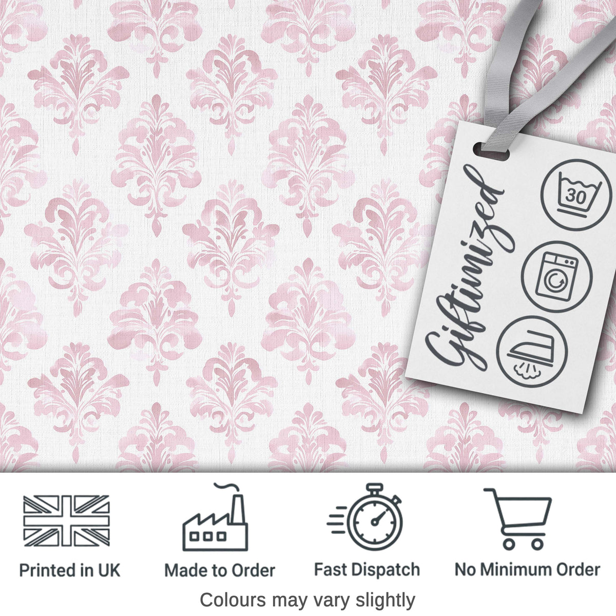 Soft Pink Large Damask Classic Elegant Vintage Seamless Pattern Digital Print Fabric by the Metre UK Sewing Quilting Textile