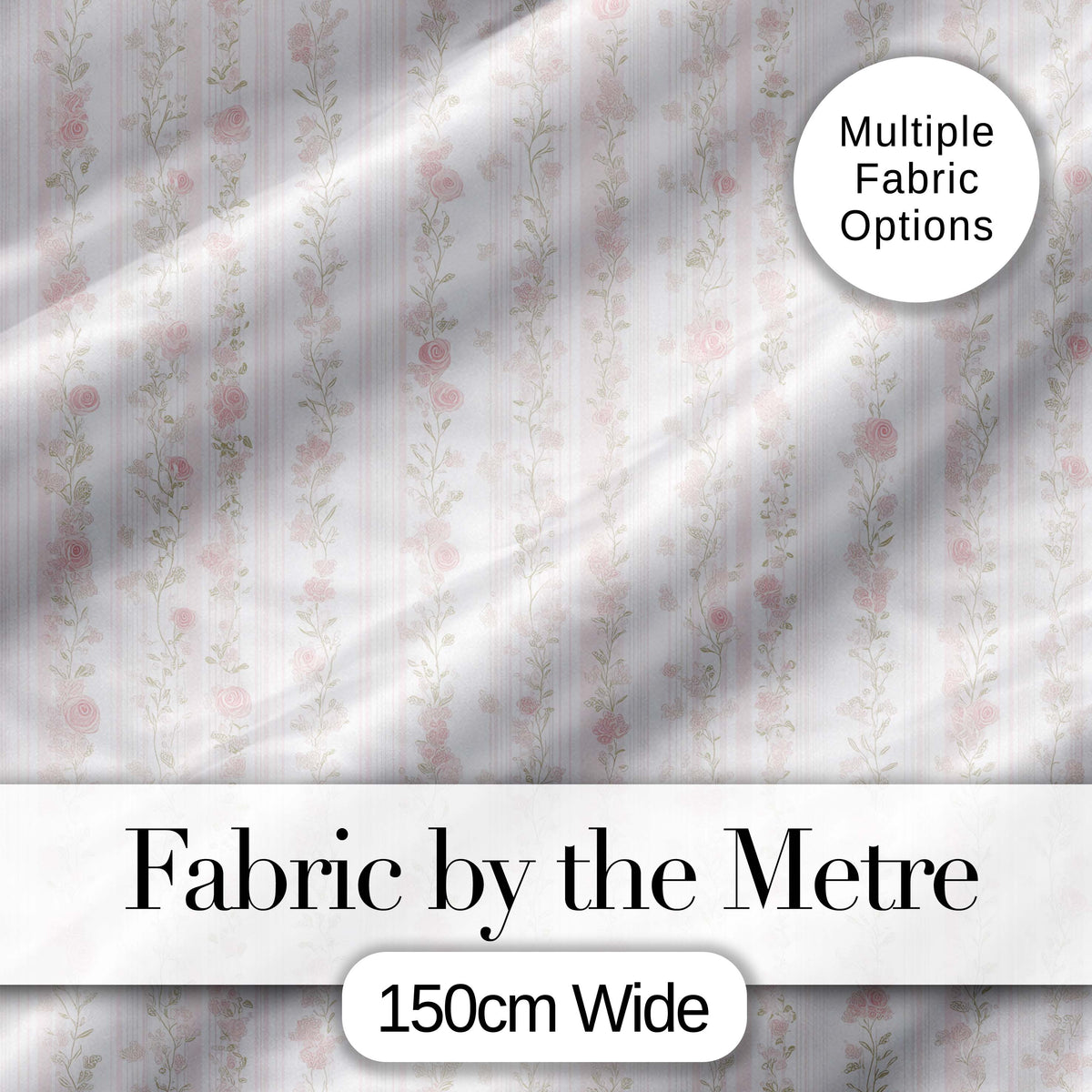 Soft Pink Floral Stripe Vintage Garden Seamless Pattern Digital Print Fabric by the Metre UK Sewing Quilting Textile
