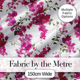 Vibrant Pink Bougainvillea Floral Vine Elegant Seamless Pattern Digital Print Fabric by the Metre UK Sewing Quilting Textile