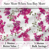 Vibrant Pink Bougainvillea Floral Vine Elegant Seamless Pattern Digital Print Fabric by the Metre UK Sewing Quilting Textile