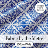 Blue Portuguese Azulejo Ornamental Tile Seamless Pattern Digital Print Fabric by the Metre UK Sewing Quilting Textile