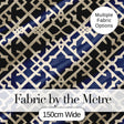Navy Blue Moroccan Geometric Lattice Elegant Seamless Pattern Digital Print Fabric by the Metre UK Sewing Quilting Textile