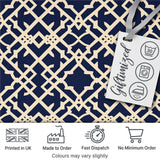 Navy Blue Moroccan Geometric Lattice Elegant Seamless Pattern Digital Print Fabric by the Metre UK Sewing Quilting Textile