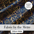 Luxury Gold Floral Vine Scroll on Deep Blue Elegant Seamless Pattern Digital Print Fabric by the Metre UK Sewing Quilting Textile