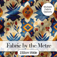 Vintage Folk Art Floral Motif Scandinavian Style Seamless Pattern Digital Print Fabric by the Metre UK Sewing Quilting Textile